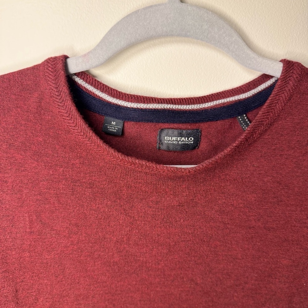 Buffalo David Bitton Men's Maroon Crewneck Sweater - Picture 4 of 5
